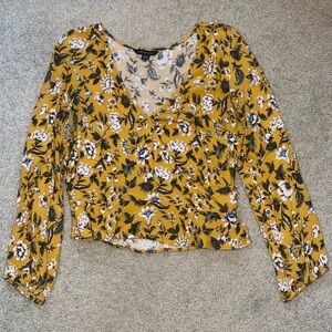 American Eagle Golden Yellow wrap blouse